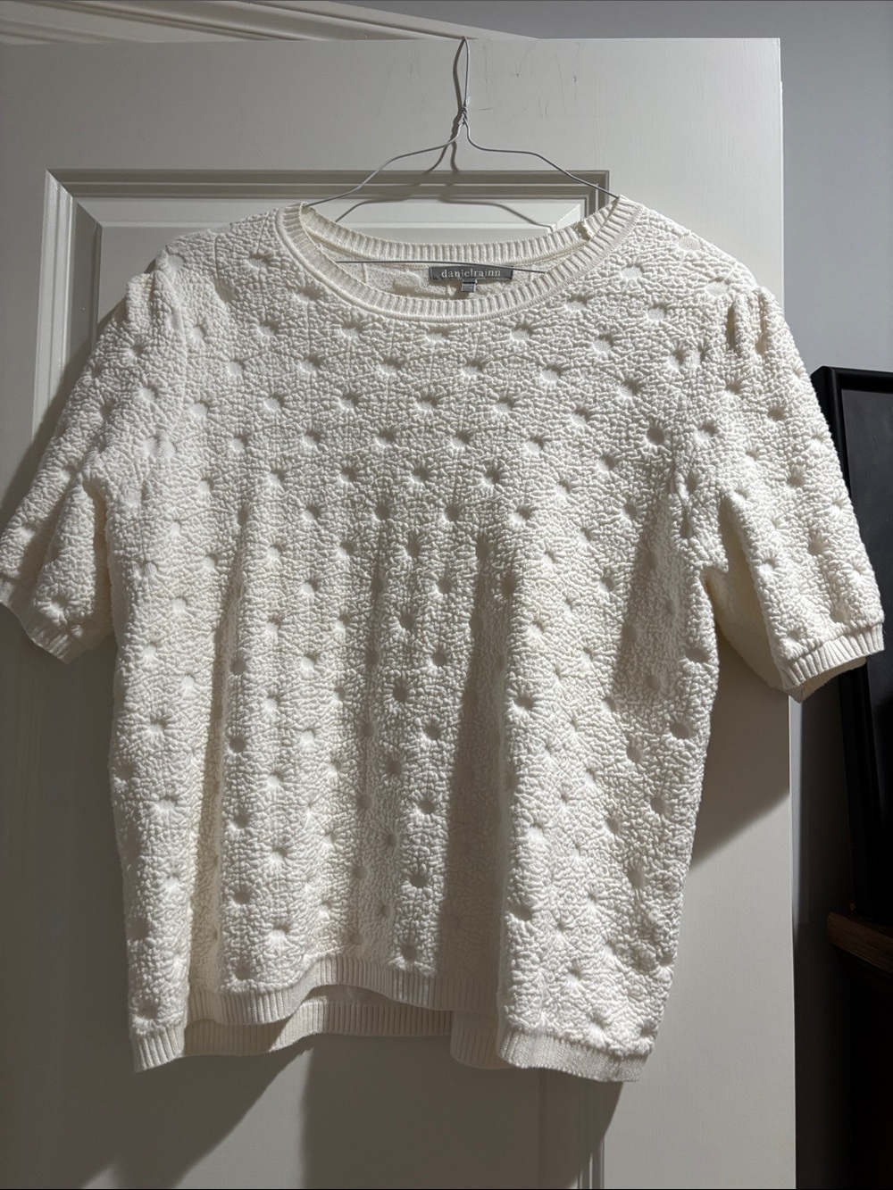 Daniel Rainn Cream Textured Short-Sleeve Knit Top